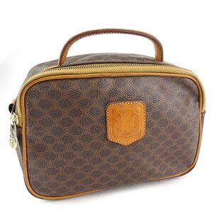 CELINE Handbag Macadam Beige PVC ?~ Leather Authentic